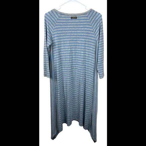 Matilda Jane Womens Her Majesty Sharkbite Tunic Dress Blue‎ Gray Striped  Size M - Picture 2 of 4